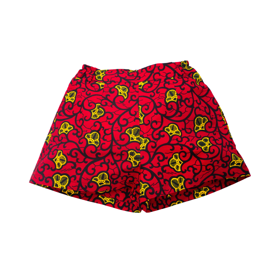 Red Ankara Shorts