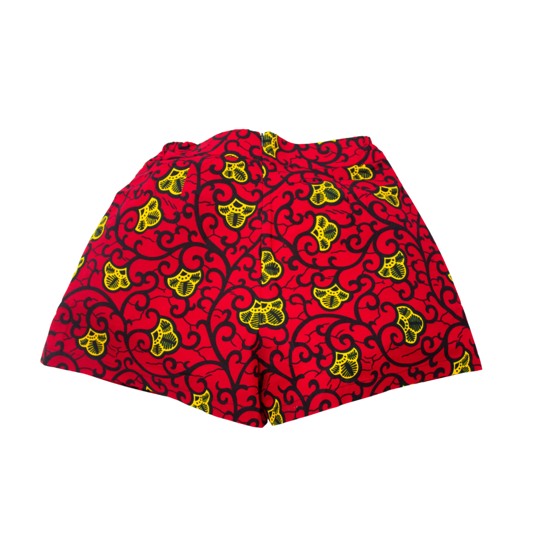 Red Ankara Shorts