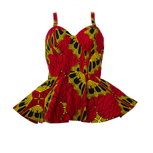 Red Peplum Ankara Top