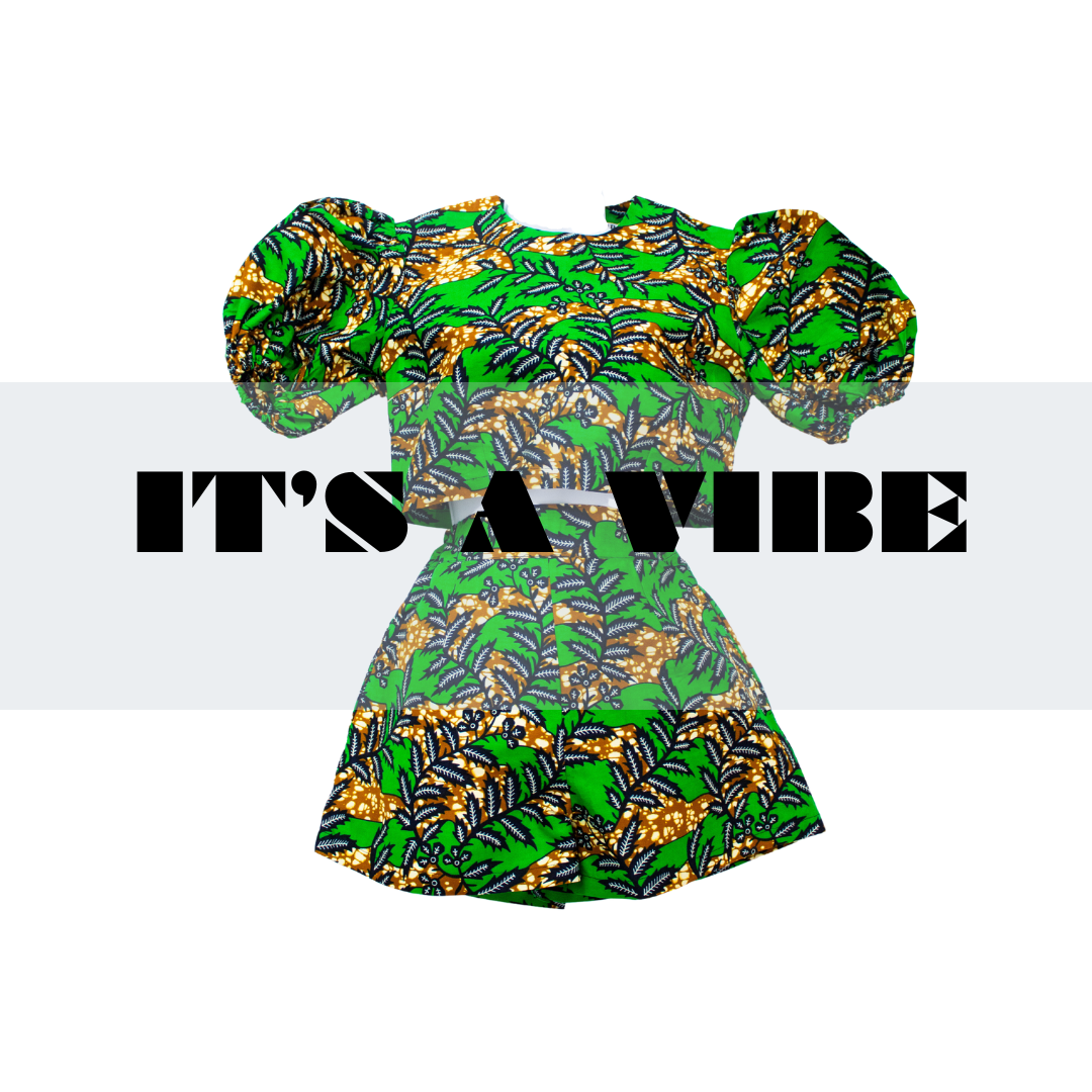 Green Ankara  Crop Top and Short Set