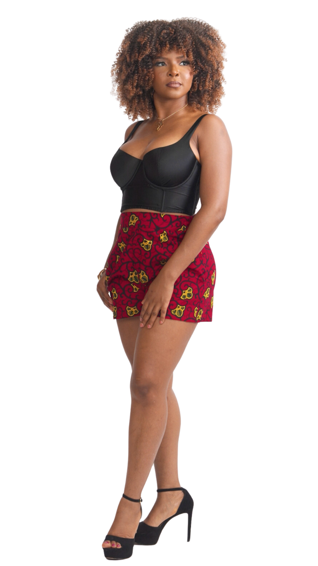 Red Ankara Shorts