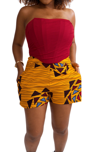 Yellow Ankara Shorts