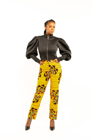 Yellow Ankara Straight Leg Pants