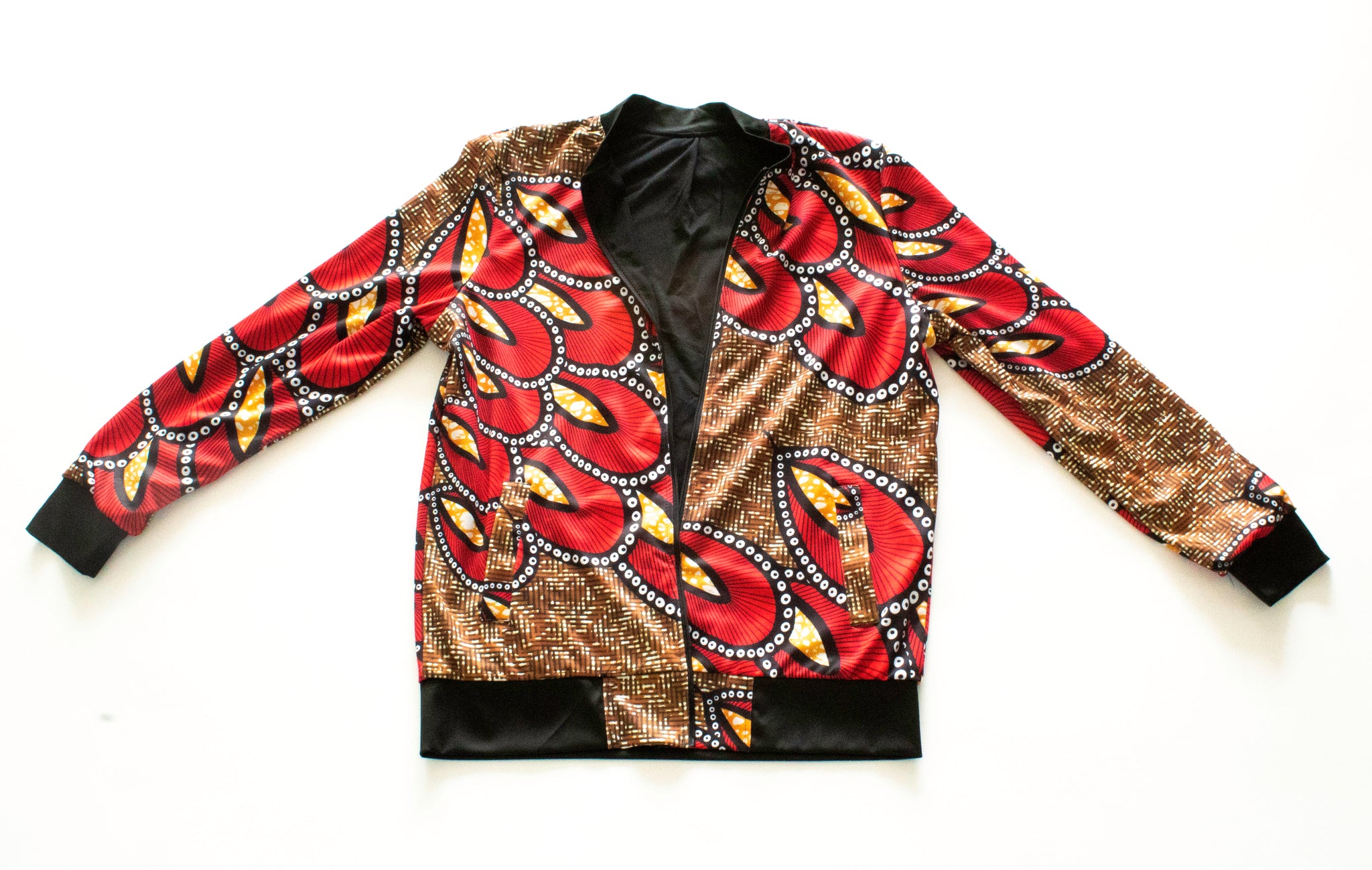 Red Ankara Bomber Jacket