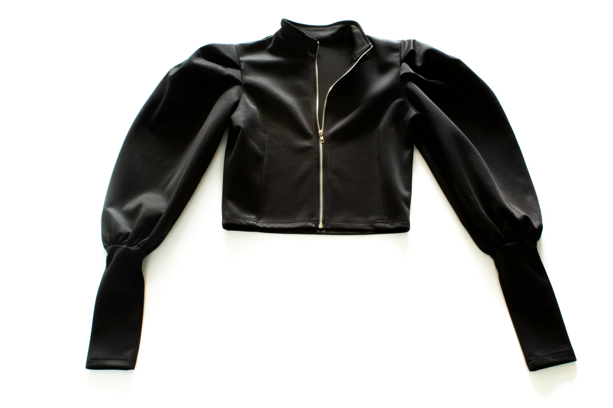 Puffy Sleeve Black Crop Jacket