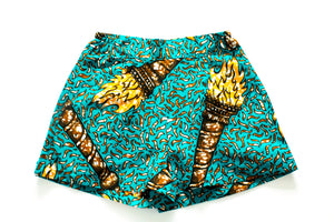 Teal Ankara Shorts